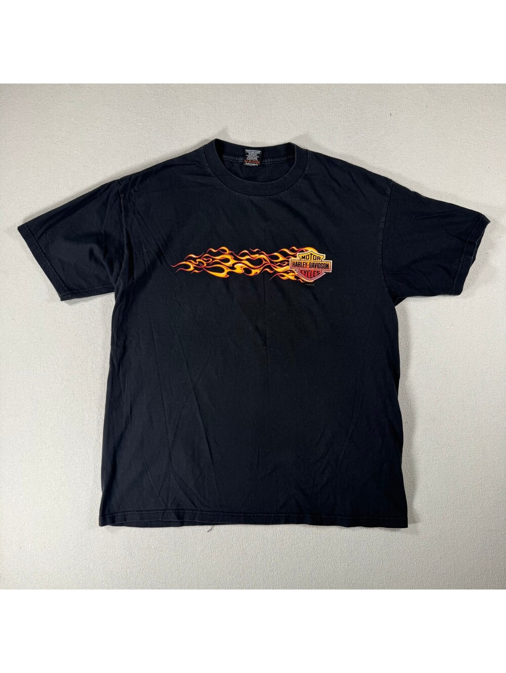 Vintage Harley-Davidson XL Black T-Shirt with Flame Logo and Barcelona Spain